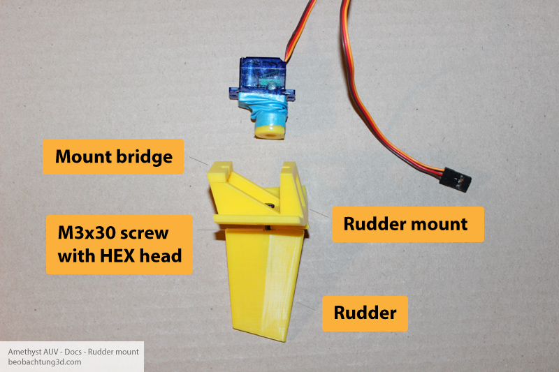 Amethyst AUV Docs - Rudder mount